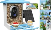 Smart Bird Feeder with Camera, AI Auto-Capture & Motion Detection, 5W Blue