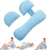 Pregnancy Pillows, Maternity Pillow Support for Backs, Hips, Legs, Belly (Blue)