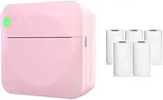 Mellisso Mini Portable Thermal Label Printer Student Wrong Question Photo Barcode Printer Label Printer with Thermal Paper Pink
