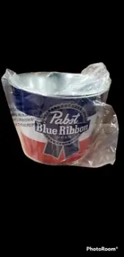 Brand New Never used Pabst Blue Ribbon Metal Beer/Ice Bucket in plastic NOS