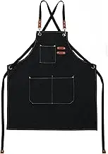 Thicken Canvas Apron Kitchen Apron Waterproof Oil Proof Stain-Resistant Canvas Apron with Adjustable Strap and Large Pockets for Woman Men Work Apron Overalls for Cooking Woodworking Painting