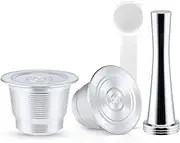RECAFIMIL Coffee Capsules, Reusable Nes-presso Capsules Stainless Steel Refillable Coffee Pods Holder Filter Compatible for Nes-presso Machine (2 Capsules+1 Tamper)