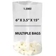 1.5Mil 6" X 3.5" X 15" | Clear Gusseted Bags, Heat Sealable | Multiple Bags