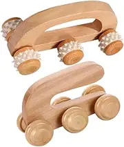 2Pcs Wooden Foot Massager Roller Multi Functional Relaxation Tool for Foot Neck Back Shoulder Durable Manual Massager for Lightweight Portable