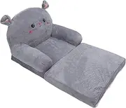 2 in 1 Cartoon Foldable Kids Sofa Chair Lounger, Toddler Couch With Flip Open Bed for Living Room, Cloth and Sponge Ventilate Design for Infant Baby Boys Girls