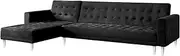Sofa Bed Suede Lounge Couch Modular Furniture Home Corner Chaise Black