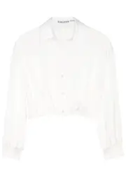 Alice + Olivia Pierre Cropped Satin Shirt - Off White - S (UK8-10 / S) S (UK8-10 / S)