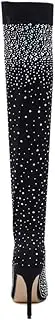 [OATIPHO] Chic Rhinestone Decorated Stretch High Heels Boots for Women over The Knee Long Boot