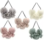 FONDOTIN 5Pcs Long Bath Towels Double Side Bath Flowers Skin Friendly Back Scrubber Strips for Adults Lightweight and Portable Shower Towels Soft Colors Grey