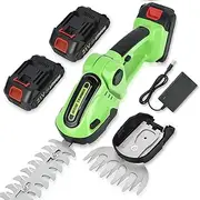 2 in 1 Cordless Hedge Trimmer - Garden Grass Shears Battery Hedge Shears Small Weed Trimmer with 2 Pack Li-Ion Battery and Charger for Shrub, Garden, Grass and Lawn Edge Pruning