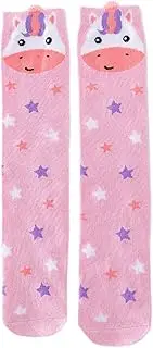 [TENOL] 1 Pair Kids Girls Knee High Socks Sweat Absorbing Stylish Novelty Cotton Socks