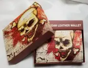 Laughing Skull & Crossbones Printed Wallet BI-Fold Men's Vegan Leather