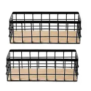 2pack Metal Storage Basket With Wood Base,decorative Baskets For Home Storage,wire Basket For Organ