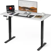 UMOMO Electric Standing Desk 120 x 60cm Sit Stand Desk Height Adjustable Smart Memory Settings, Workstation Computer Desk with Power Outlets & Type-C/USB, Cable Management (White Top Black Frame)