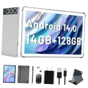 2024 Newest Android 14 Tablet, 10 inch Tablet with 128GB Storage 1TB Silver