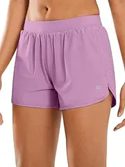 [ALLZERO] Feel Fit™ Running Shorts for Women Quick Dry Athletic Shorts with Liner Zipper Pockets Gym Workout, Violet, Medium