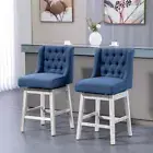 HOMCOM Bar Stools 18"Wx22.5"L Low Back Square Polyester Wood Residential Blue
