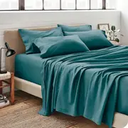 5-Piece Cozy Soft Bed Sheet Set, 2000TC Microfiber Ultra Soft, Deep Pockets, Easy Fit, Cooling and Breathable, Wrinkle Resistant (Biscay Blue, Single)