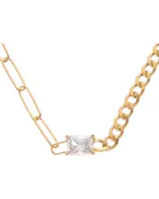 Meshmerise 18K Over Silver 1.50 ct. tw. Gemstone Birthstone Paperclip & Curb Chain Necklace