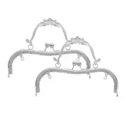 2Pcs Metal Purse Frame,7.9" Retro Arch Kiss Lock Clasp Frame Embossed,Silver