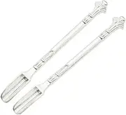 Towashine 2Pcs 3.1" Mini Snuff Metal Medicine Spoons Silver Tone for Sniffer Snuff Powder Shovel