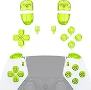 eXtremeRate Replacement Full Set Buttons Compatible with ps5 Edge Controller, Clear Lime Green D-pad Share Options Home Face Buttons R1 L1 R2 L2 Triggers Compatible with ps5 Edge Controller