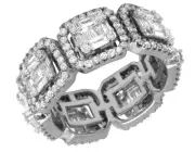 14K White Gold Baguette 2.9 CT Real Diamond Eternity Ring Band 8MM