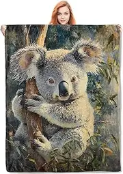 VANZEV Cute Koala Blanket Gifts for Women, Koala Flannel Blanket, Soft Warm Lightweight Throw Blankets for Bed Couch Home Travel Decor 60" x 80"