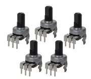 5 Pack - 10K OHM Mini Potentiometer with Center Detent Bump, B10K Pot, PCB Mount