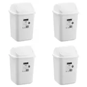 4x Boxsweden 12/38cm Swing Top Bin Trash Garbage/Waste Storage Container White