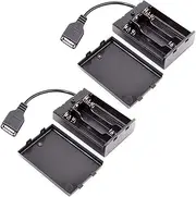 TEAYIR (Pack of 2) 3 AA Battery Holder, 3 AA Battery Case Box Holder 4.5-5V with Cover and On/Off Switch, with USB Cable
