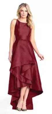 Adrianna Papell Garnet High Low Mikado Gown with Asymmetrical Detail 8