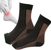 DISPRA Neuropathy Socks | Toe Compression Socks Men Breathable - Calming Sports Socks, Thin Running Socks for Feet, Nerve Injury, Ankle, Orange, P/M