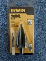 Irwin Tools Unibit #13 1-1/8-Inch Step-Drill Bit, 1/2-Inch Shank (10313)