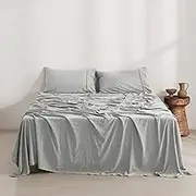 Dreamaker Super King Microfiber Sheet Set, Ultra Soft Plush Pre Washed Microfibre Bedding, Flat Sheet, Extra Deep 40cm Fitted Sheet & 2 Pillowcase, 4 Pieces, Dove Grey, Super King Bed