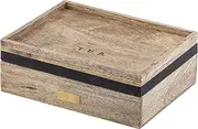 Academy James Tea Box, 25 x 20 x 8 cm, Natural/Black/Gold