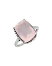 Tiramisu Silver 6.90 ct. tw. Rose Quartz Ring