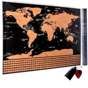 World Map US States Canada Countries Flags Travel Accessories Scratch Off 32"