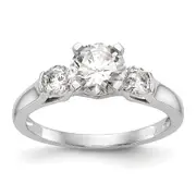 0.40ct. CZ Solid Real 14K White Gold 3-Stone Peg Set Engagement Ring