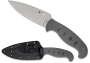 SPYDERCO Temperance Fixed Blade, CPM Cru-Wear Steel, W/Boltaron Sheath, FB05PGY