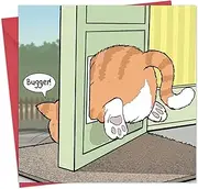 Twizler Funny Card with Fat Cat Stuck in Cat Flap - Blank Card - Happy Birthday Card - Humour Card - Fathers Day Card - Mothers Day Card - New Home Card - Get Well Soon Card - Anniversary Card