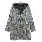 Patchwork Denim Cotton Canvas Hooded Jacket Coat Unisex Blue Cloak Distressed