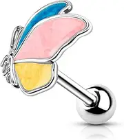 [Jewseen] 16G Cartilage Earring Butterfly Cartilage Stud Colorful Cartilage Piercing Jewelry Helix Piercing Conch Stud Tragus Jewelry for Women Men