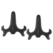2pcs 4" Easel Plate Holder, Wood-like Plastics Folding Display Stand Black