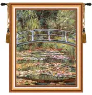 LILY POND JAPANESE BRIDGE MONET's ART REP WALL TAPESTRY 49"x40"