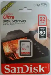 Sandisk Ultra SDHC 32GB UHS Class 10 Memory Card, Up to 80MB/s Read Speed