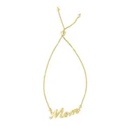 14k Yellow Gold Adjustable Mom Charm Bolo Bracelet, 9.25"