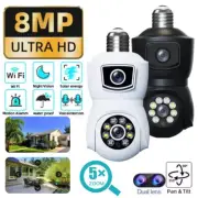 4K 8MP E27 Bulb WiFi Camera Dual Lens Auto Tracking Night Vision Security Camera