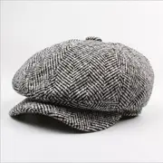 Flat Cap 8 Panels Newsboy Peaky Blinders Baker Golf Driving Boy Mens Beret Grey
