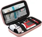 BOVKE Diabetic Supplies Case, Diabetes Travel Bag for Testing Kit, Blood Glucose Monitor Meters, Test Strips, Medication, Lancets, Needles, Syringes and Other Diabetic Supplies, Rose Gold